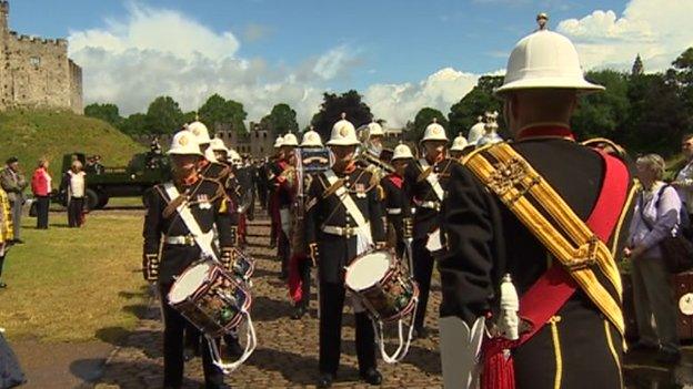 The parade in Cardiff started at the city's castle before heading into the city centre and on to Cooper's Field