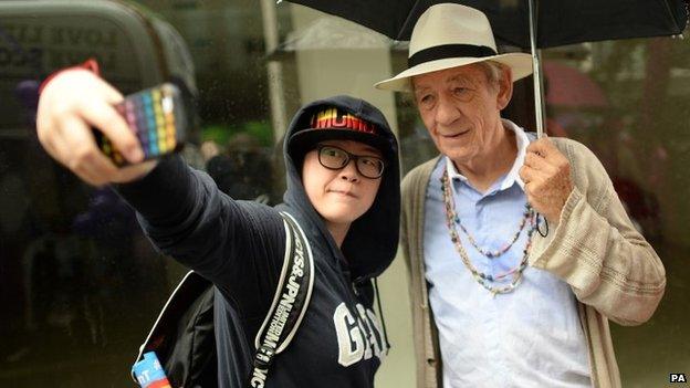 Sir Ian McKellen poses for a selfie