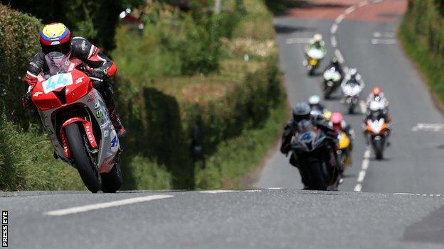 Jamie Hamilton leads during the Supersport race