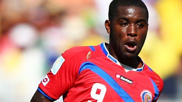 Joel Campbell in action for Costa Rica at the 2014 Fifa World Cup