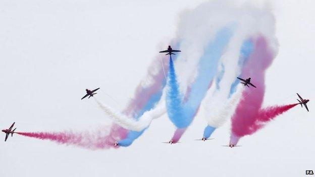 A display by the elite Red Arrows closed the day's events