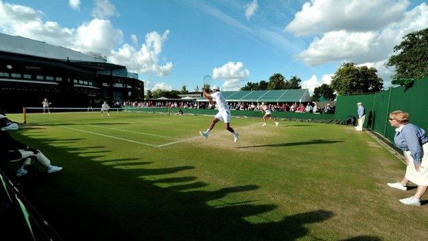 Players in action at Wimbledon 2014