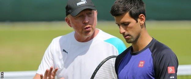 Novak Djokovic and coach Boris Becker