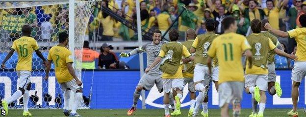 Brazil players celebrate