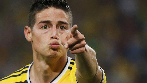 James Rodriguez celebrates his goal against Uruguay