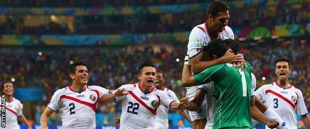 Costa Rica players celebrate