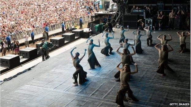 The English National Ballet performing on stage at Glastonbury