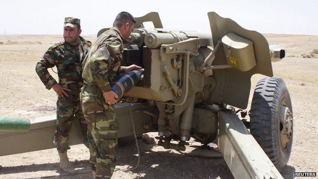 Kurdish artillery in clash with Isis, 29 Jun 14