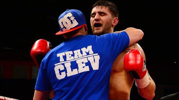 Nathan Cleverly celebrates beating Shawn Corbin