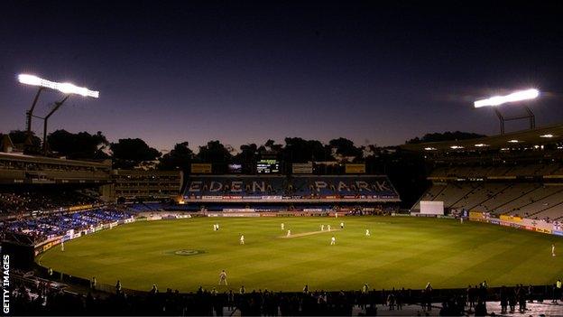 England and New Zealand play under lights at Eden Park in 2002