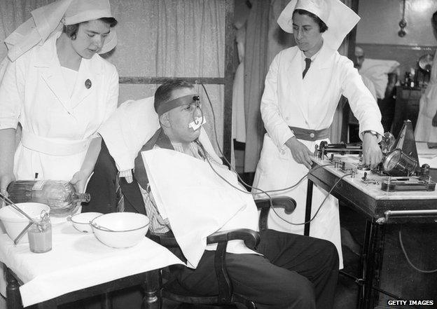 7th July 1936 - a hay fever patient undergoes electrical treatment