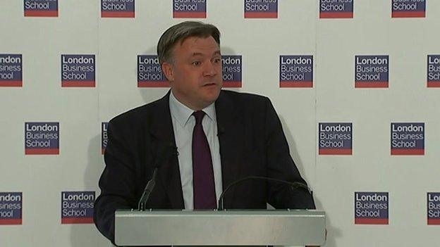 Ed Balls speaking in central London