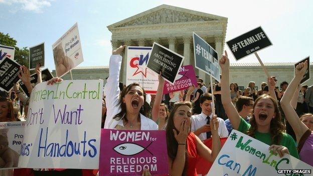 Hobby Lobby supporters reacted to the US Supreme Court Hobby Lobby decision on 30 June 2014