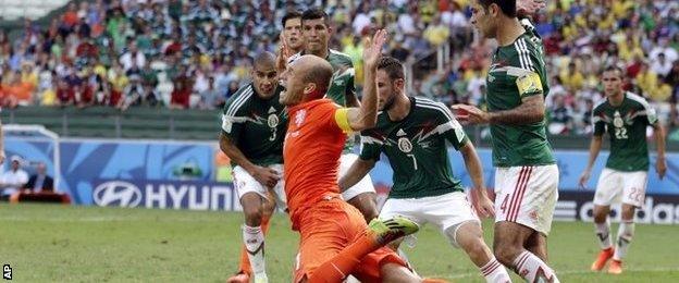 Arjen Robben is fouled for the decisive penalty