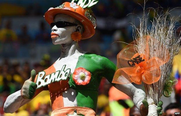 An Ivorian fan in Brasilia during the World Cup on 19 June 2014