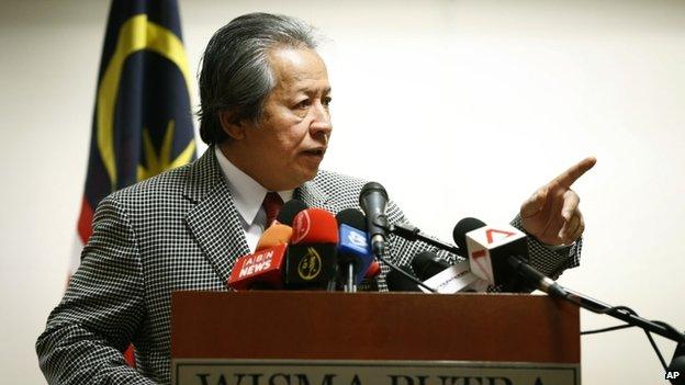 Malaysia's Foreign Minister Anifah Aman speaks during a press conference in Putrajaya, Malaysia, on Tuesday, 1 July 2014.