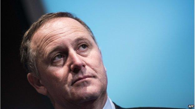 New Zealand's Prime minister John Key addresses a breakfast meeting at the Chamber of Commerce on 19 June 2014 in Washington, DC.