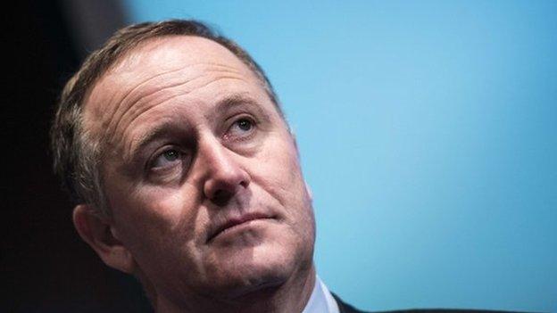 New Zealand's Prime minister John Key addresses a breakfast meeting at the Chamber of Commerce on 19 June 2014 in Washington, DC.