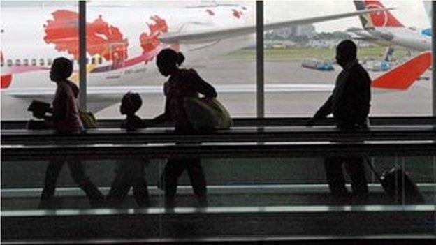 Family at an airport