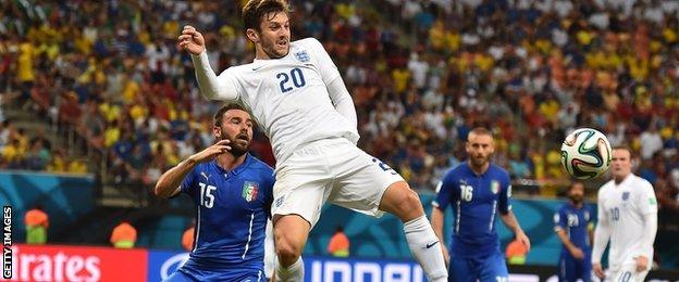 Adam Lallana in action for England