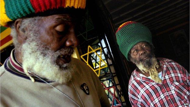 Papa Rocky (left) and another member of the Nyabinghi Rastafarian mansion