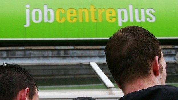 Young men outside a Job Centre Plus