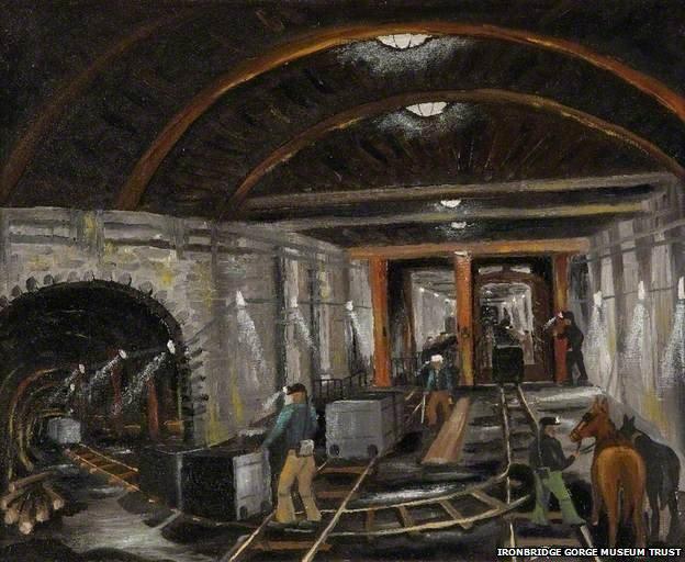 Painting of Gorby's Corner pit bottom in Highley, Shropshire