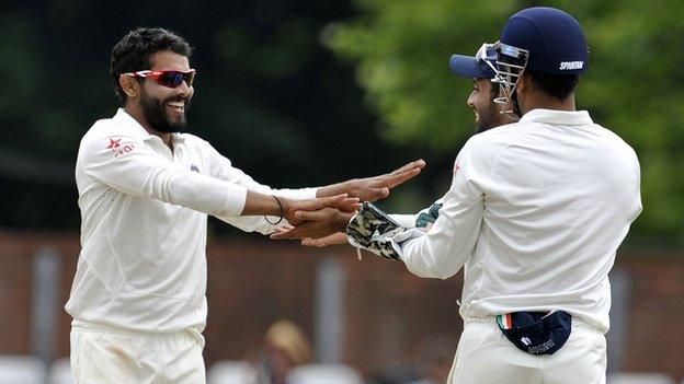 India's Ravindra Jadeja celebrates a wicket