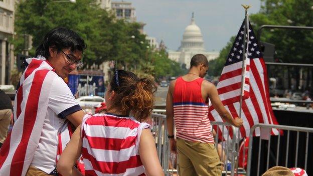 Fans get ready for the US-Belgium match in Washington DC