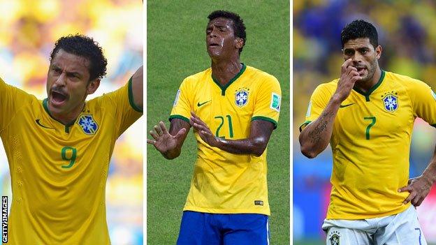 Brazil strikers Fred, Jo, Hulk