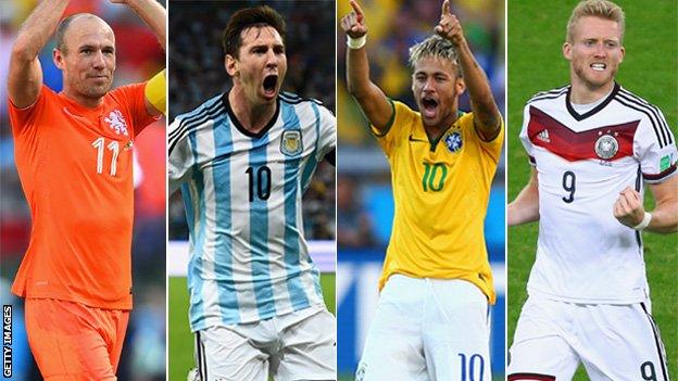 World Cup 2014: Arjen Robben, Lionel Messi, Neymar, Andre Shurrle