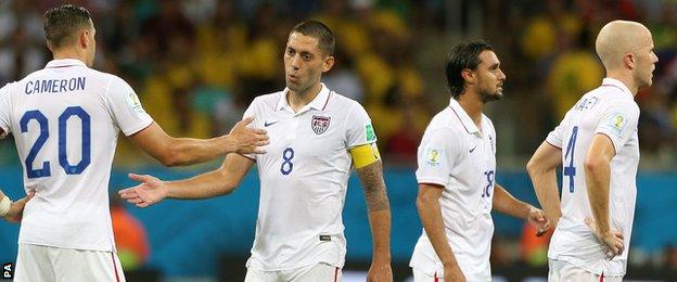 Clint Dempsey and Geoff Cameron of USA