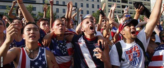 USA fans watch USA v Belgium 2014 World Cup