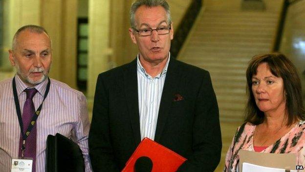 Sinn Féin's delegation Sean Murray, Gerry Kelly and Jennifer McCann