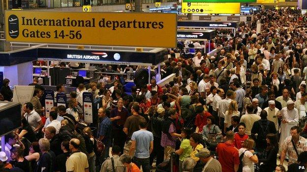 Queues at Heathrow airport