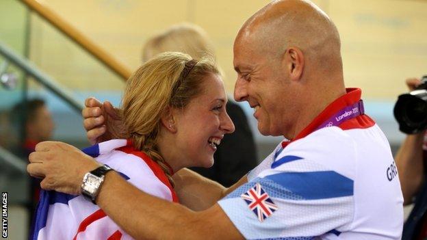 Sir Dave Brailsford congratulates Laura Trott