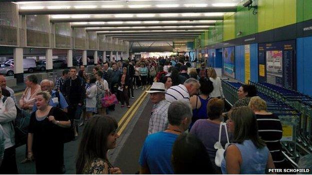 A queue at Manchester Airport