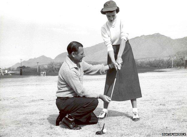 Errie Ball teaches golf in Arizona in the 1940s