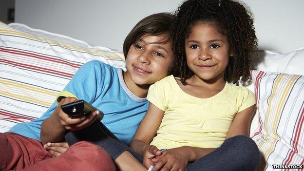 Children watching television