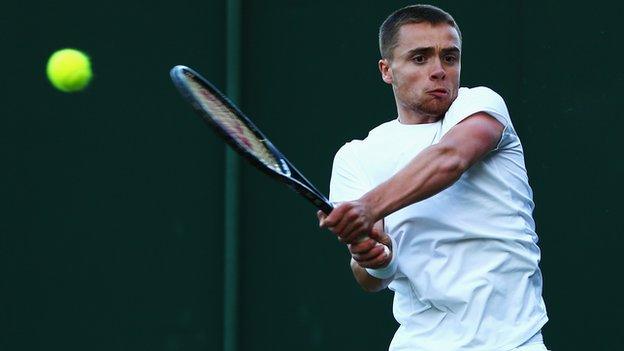 GB tennis player Joshua Sapwell in action