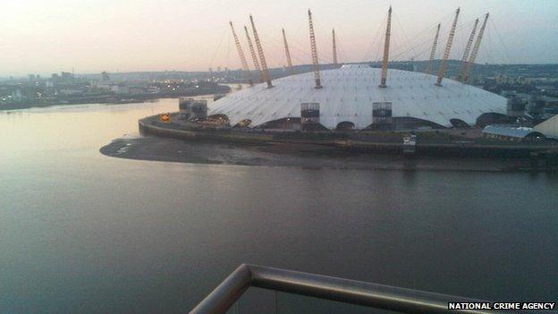 View from his flat in Canary Wharf