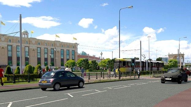 CGI of new station at Trafford Centre