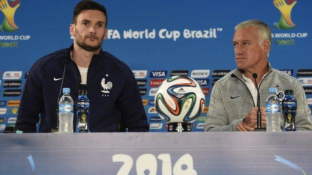 France goalkeeper Hugo Lloris and coach Didier Deschamps