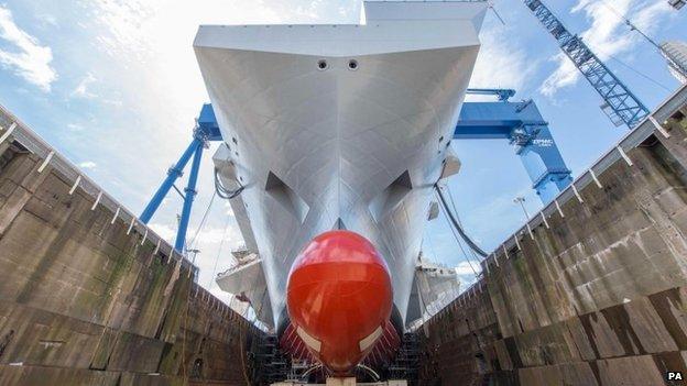 HMS Queen Elizabeth at Rosyth dockyard in Scotland