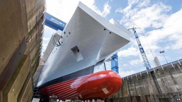 HMS Queen Elizabeth at Rosyth dockyard in Scotland