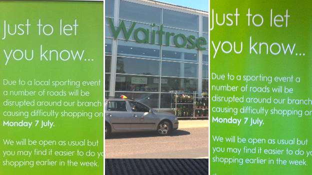 Signs in Waitrose in Cambridge