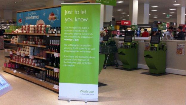 Signs in Waitrose in Cambridge