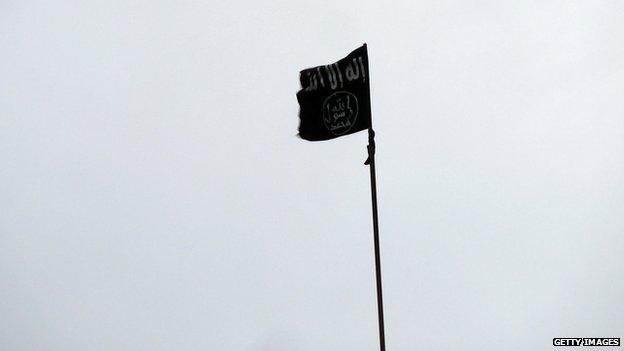 A black flag associated with jihadists