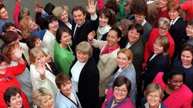 Tony Blair with women Labour MPs