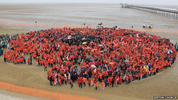 Human poppy on Southport Beach